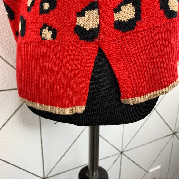 Charter Club For Macy’s Red Leopard Print Sweater Size Small - Picture 6 of 10